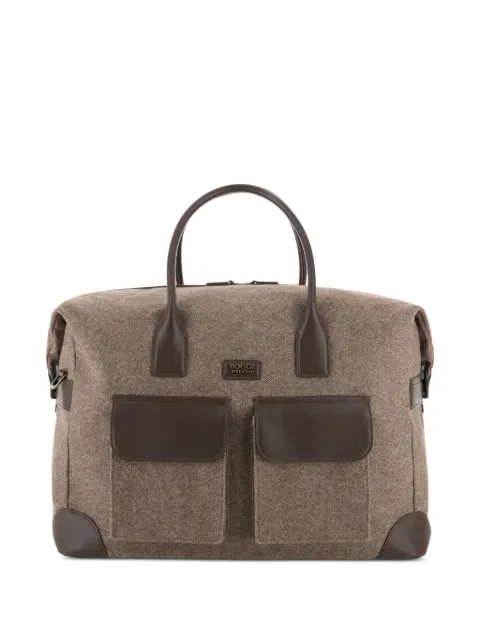 Boggi Milano bolsa duffle en mezcla de piel y lana