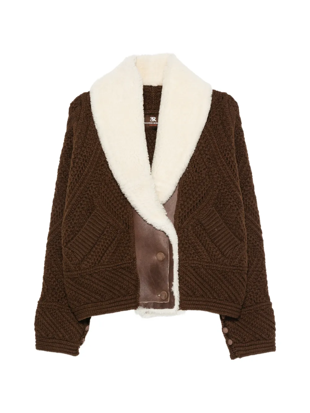 Ermanno Scervino shearling-trim chunky-knit jacket Bruin