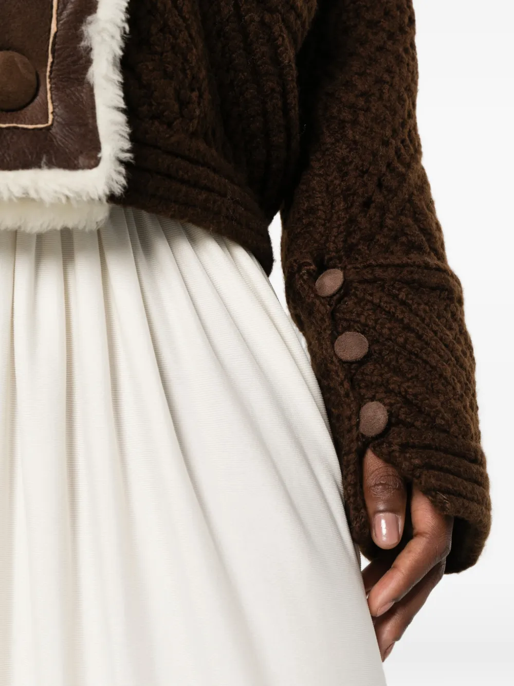 Ermanno Scervino shearling-trim chunky-knit jacket Bruin