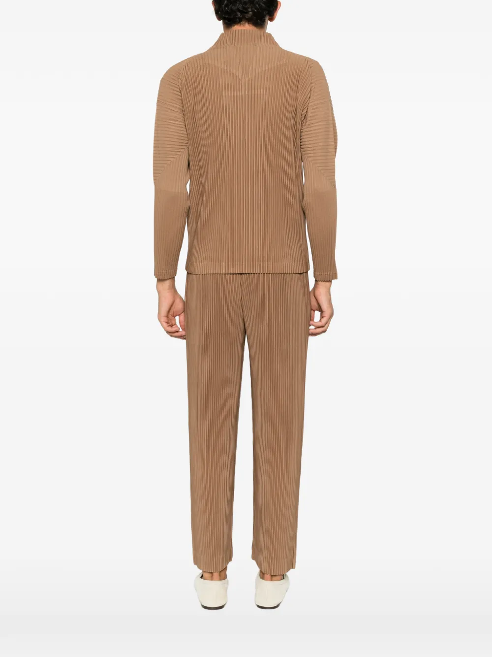 Homme Plissé Issey Miyake pleated high-neck jacket Bruin