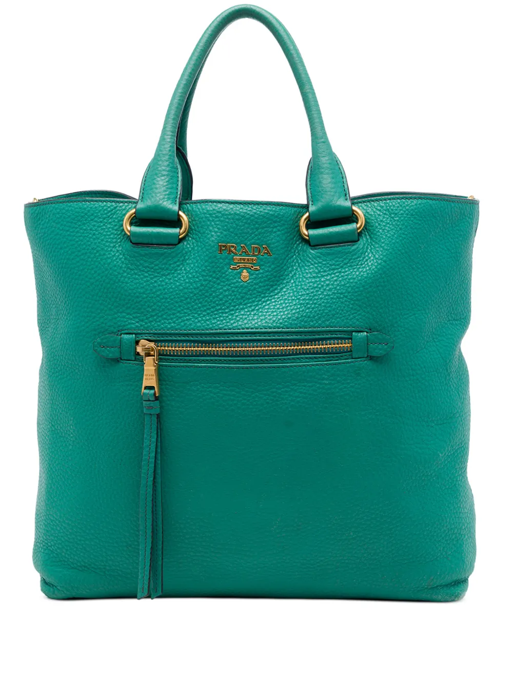 Prada Pre-Owned 2010-2026 Vitello Daino Front Zip Open Convertible Tote satchel - Blu