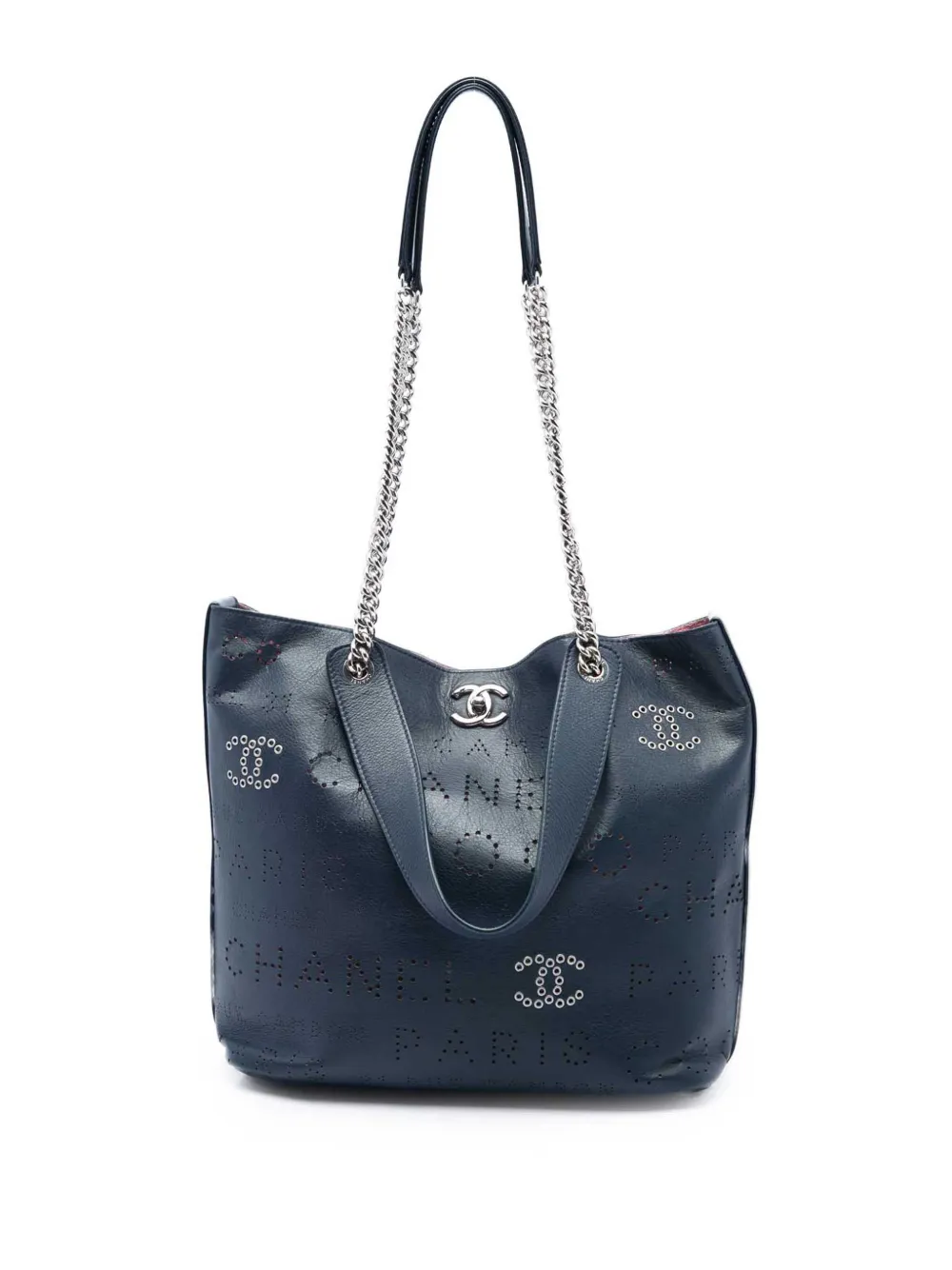 CHANEL Pre-Owned 2019 Calfskin Coco Eyelets Shopping Tote satchel - Blau