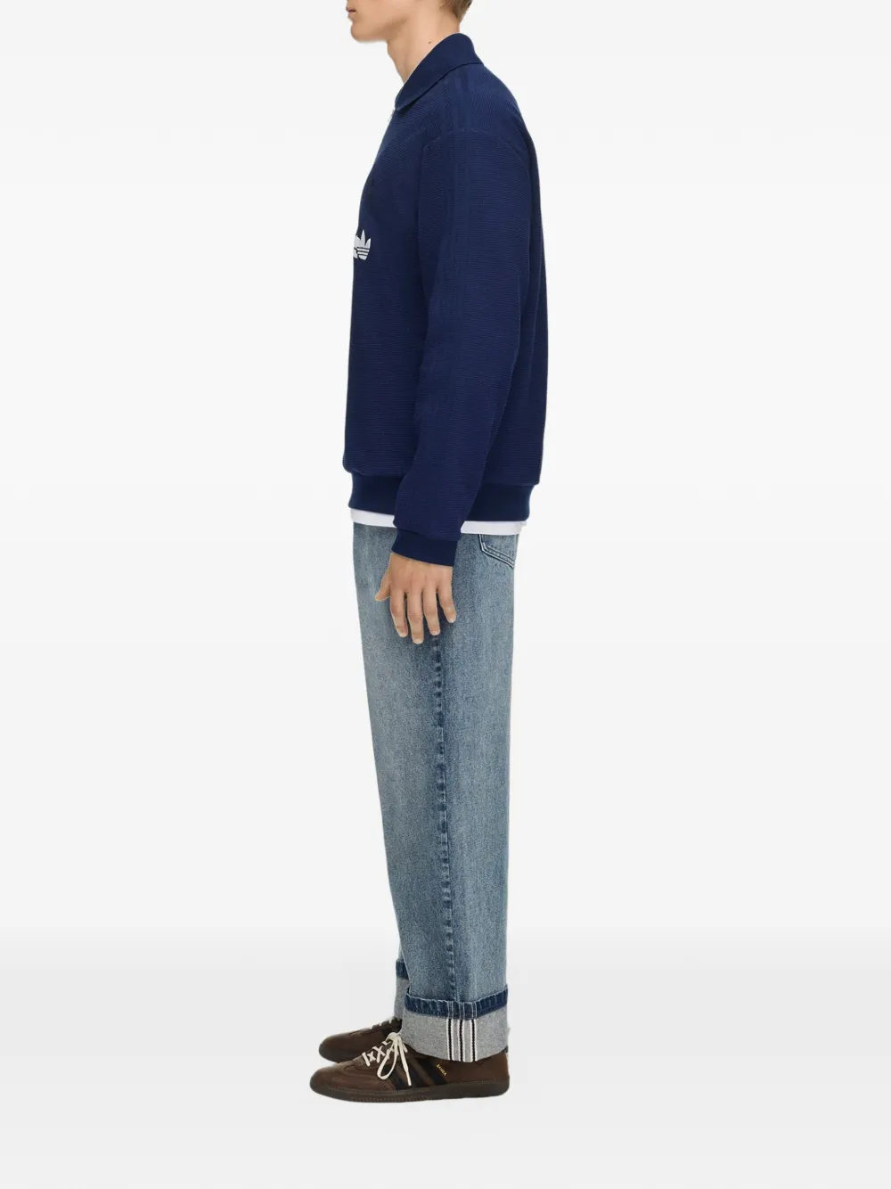 Song For The Mute x Adidas logo-embroidered zip-up polo shirt Blauw