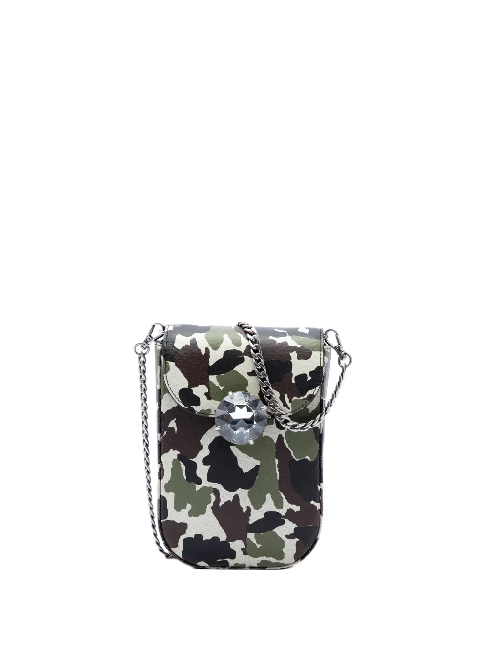 Miu Miu Pre-Owned 2010-2026 Crystal Embellished Camouflage Print Calfskin Phone Case crossbody bag - Verde
