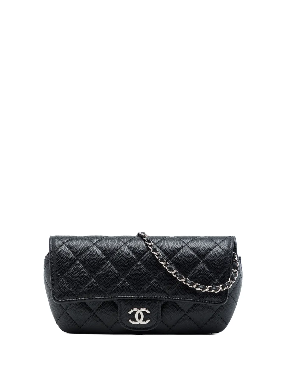 CHANEL Pre-Owned 2021 CC Quilted Caviar Sunglasses Case with Chain crossbody bag - Schwarz