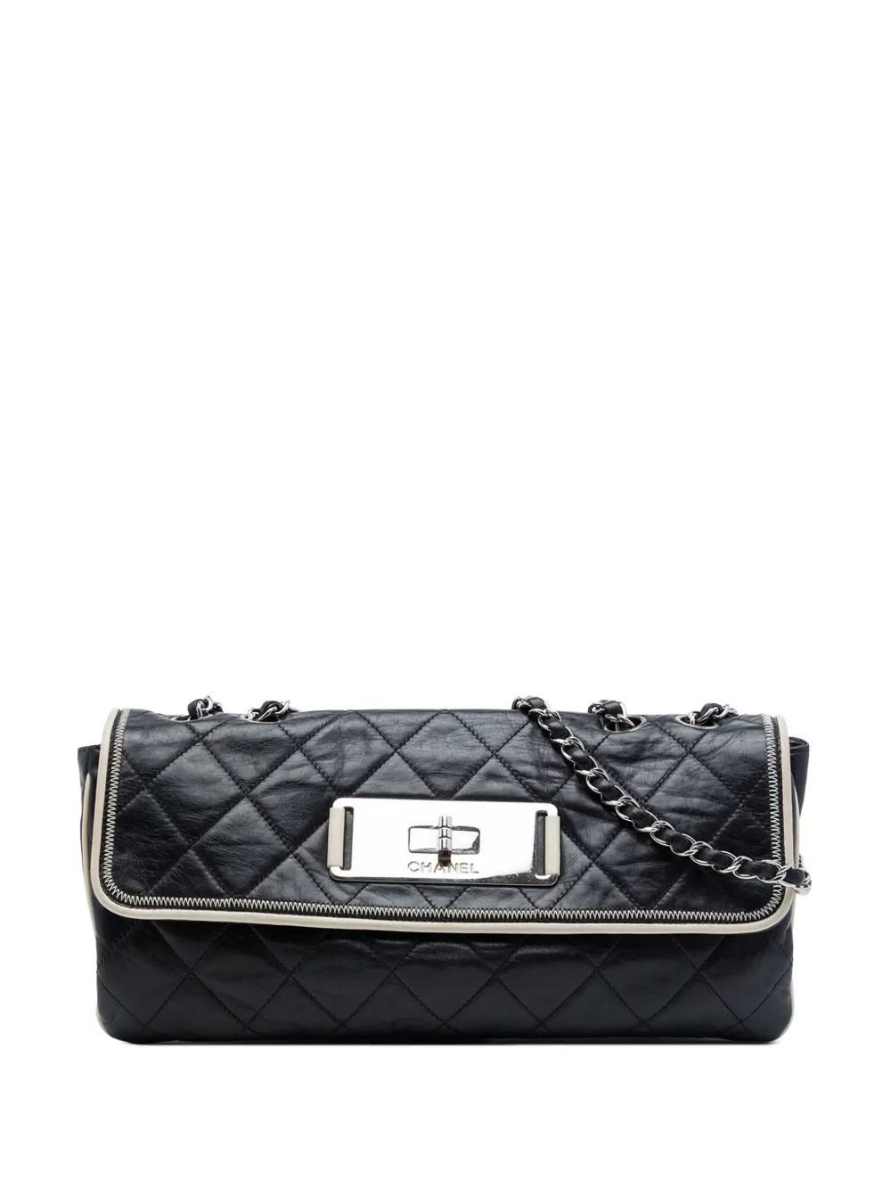 CHANEL Pre-Owned 2008-2009 Quilted Lambskin East West Mademoiselle Flap shoulder bag - Black