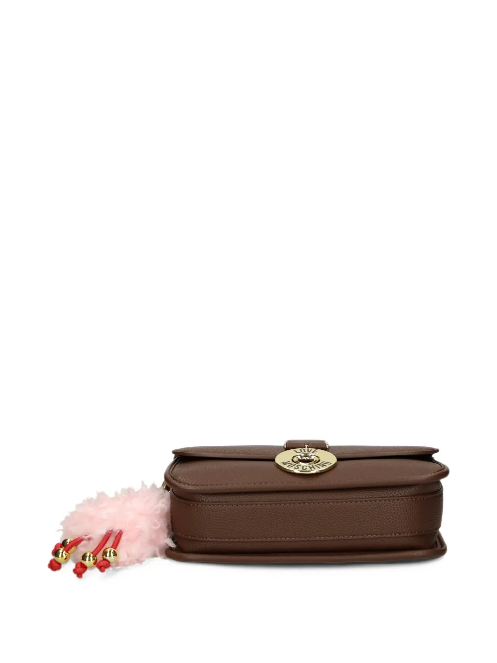Love Moschino logo-plaque pompom-detail crossbody bag Bruin