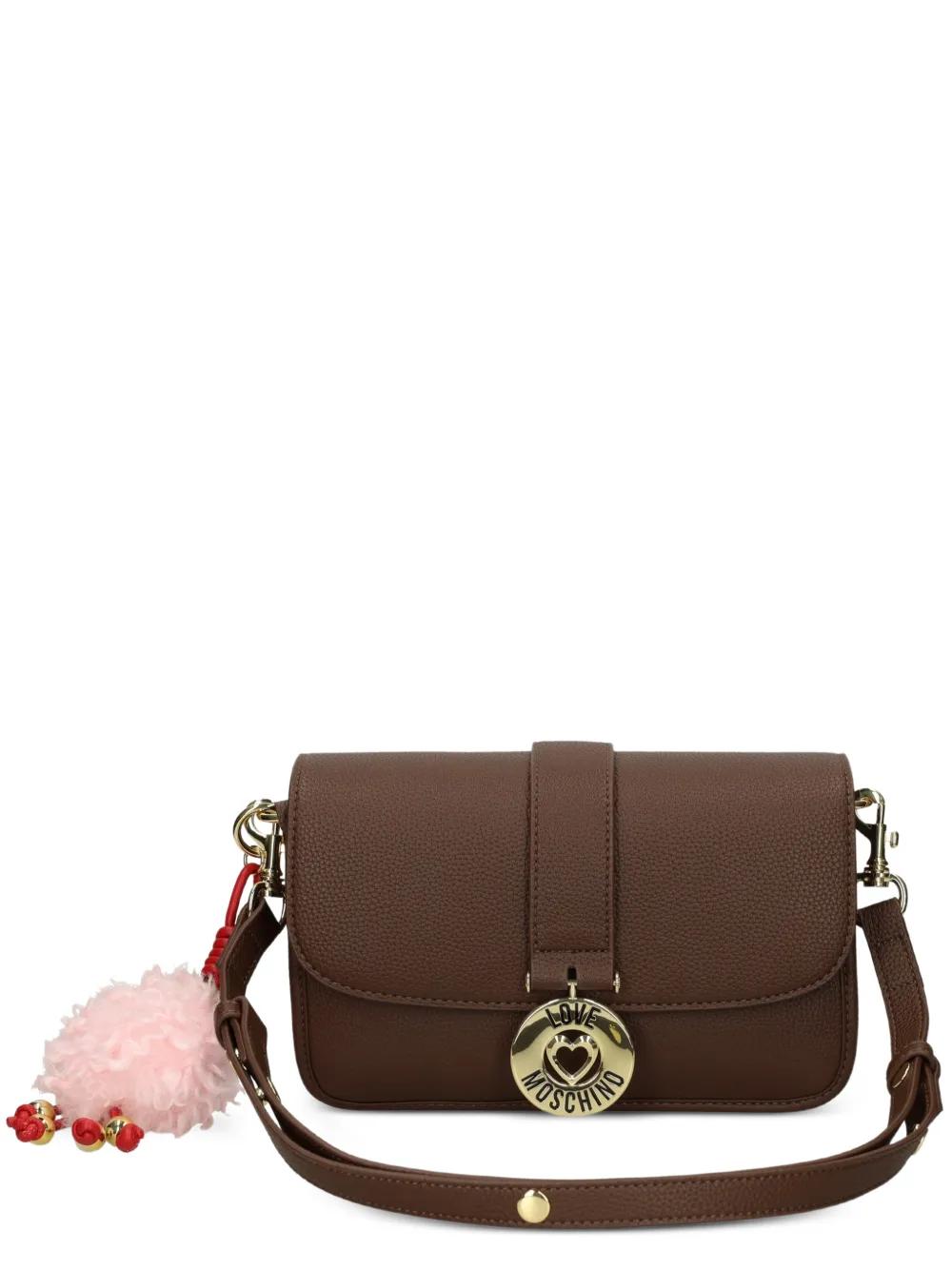Love Moschino logo-plaque pompom-detail crossbody bag Bruin
