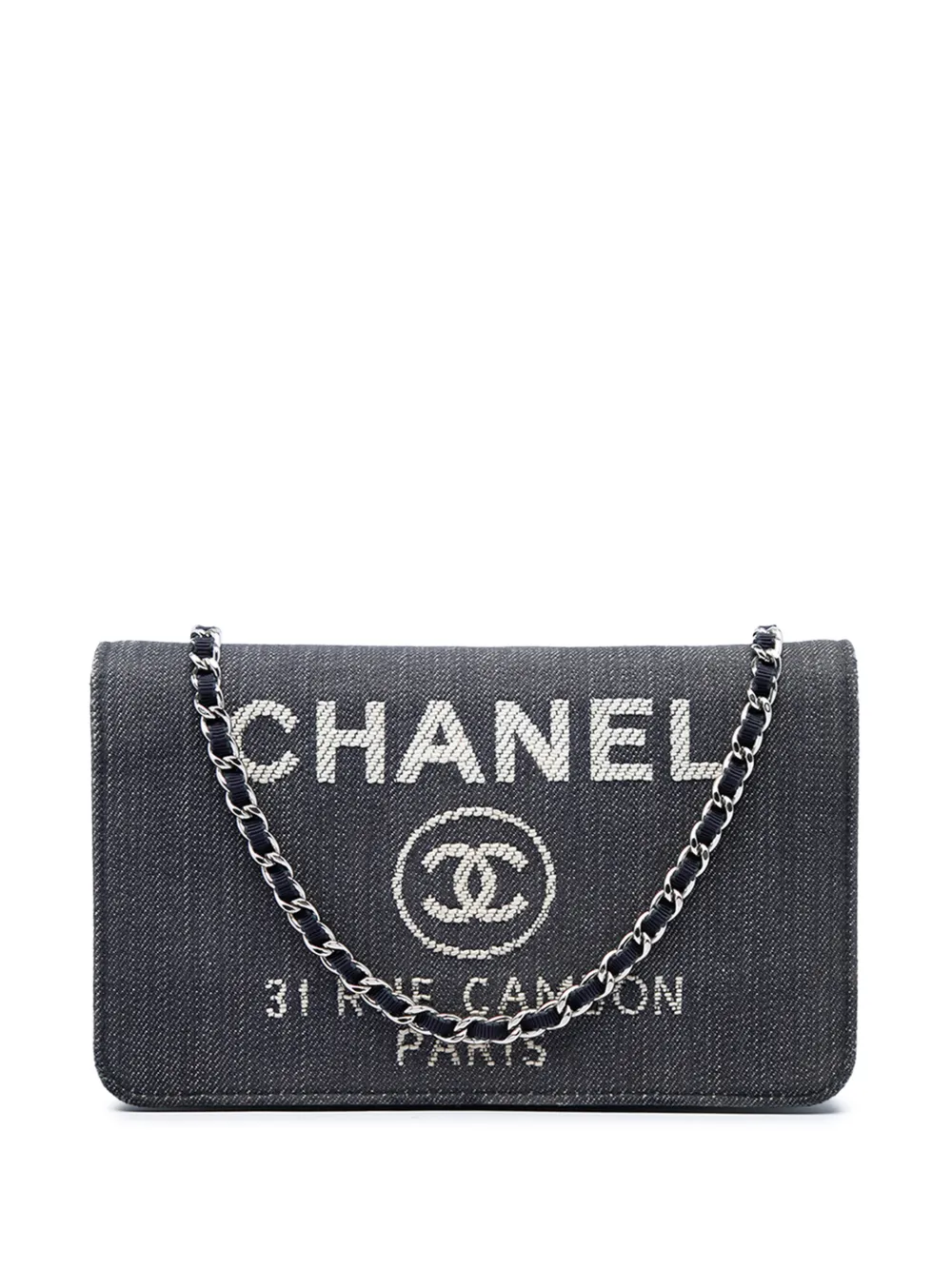 CHANEL Pre-Owned 2015-2016 Denim Deauville Wallet On Chain crossbody bag - Blau