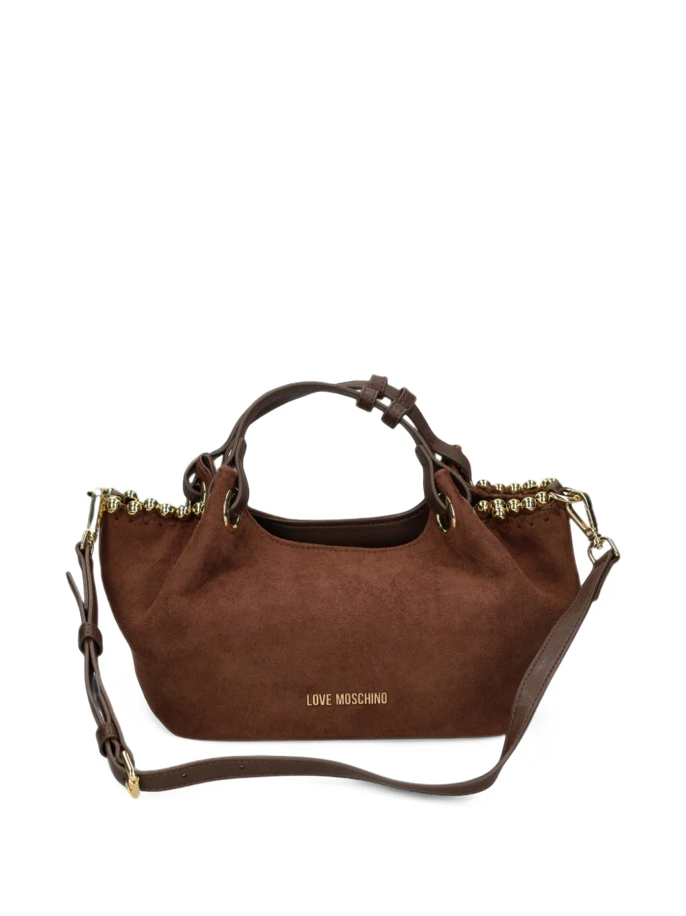 Love Moschino Shopper verfraaid met kralen en logoprint Bruin