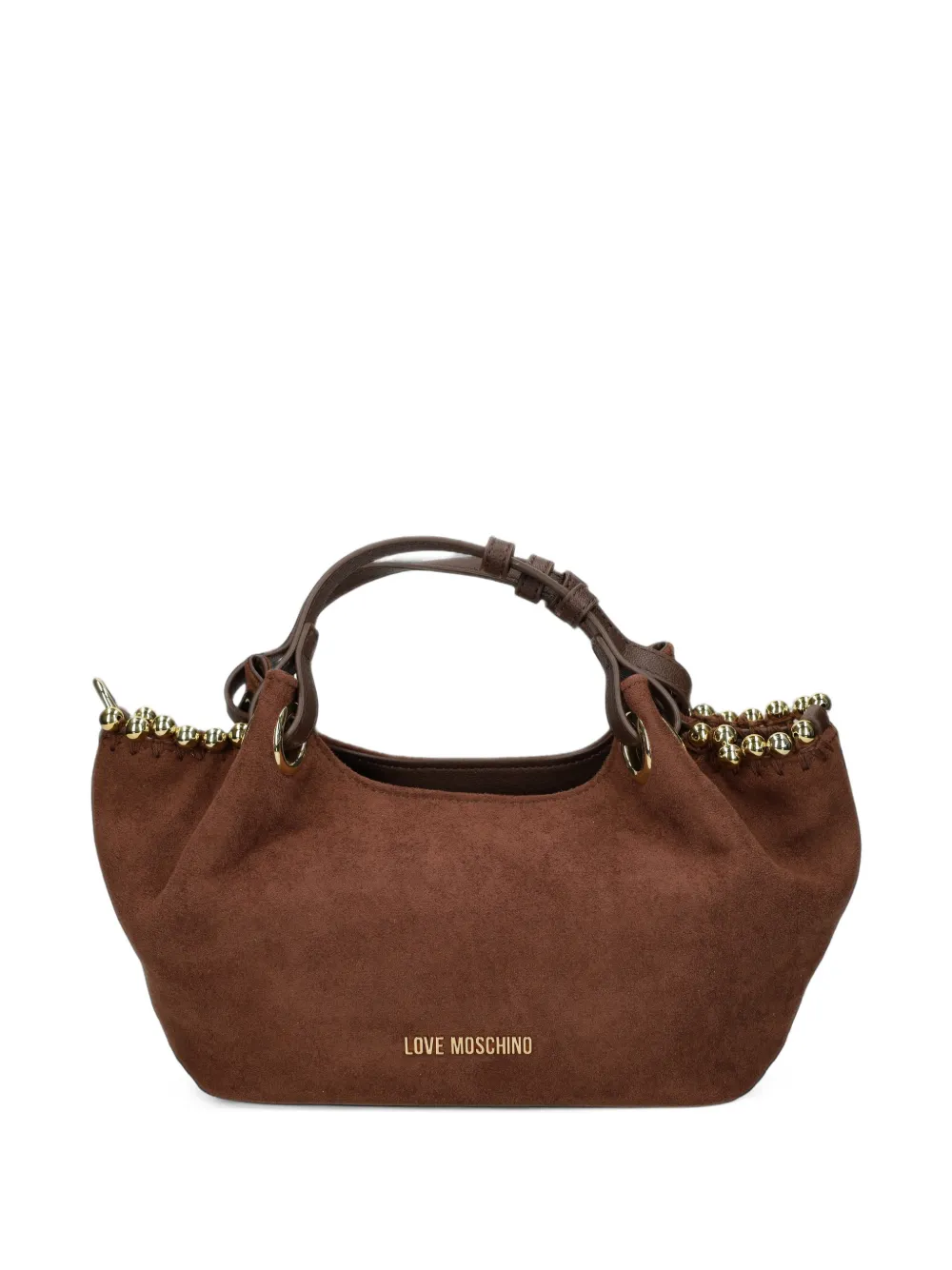 Love Moschino Shopper verfraaid met kralen en logoprint Bruin