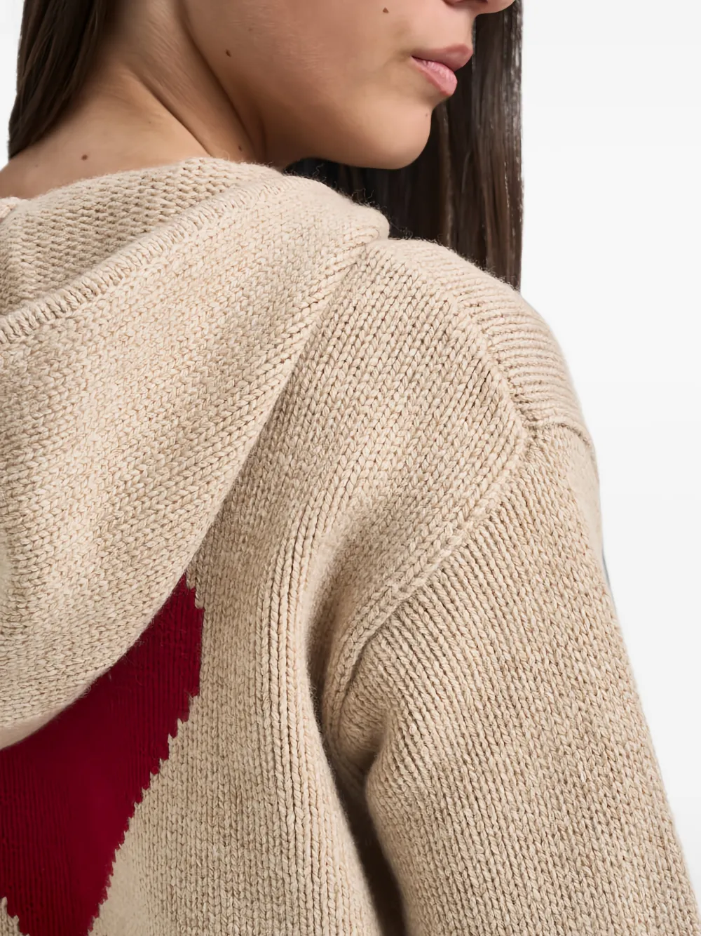 MC2 Saint Barth beige Kyla wool-knit hoodie with St. Barth intarsia