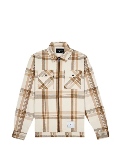 Paper Planes Planes plaid zip-up flannel overshirt