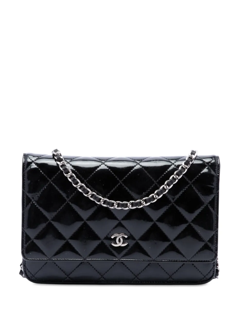 CHANEL Pre-Owned 2013-2014 CC Quilted Patent Wallet On Chain crossbody bag - Schwarz