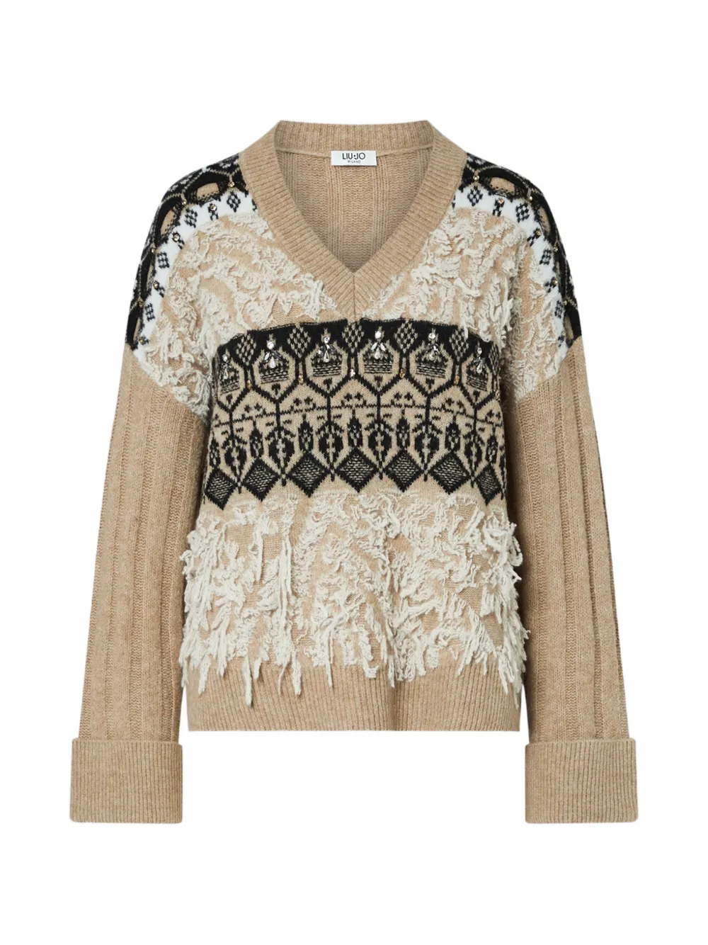 LIU JO knit jacquard with jewel embroidery - Nude