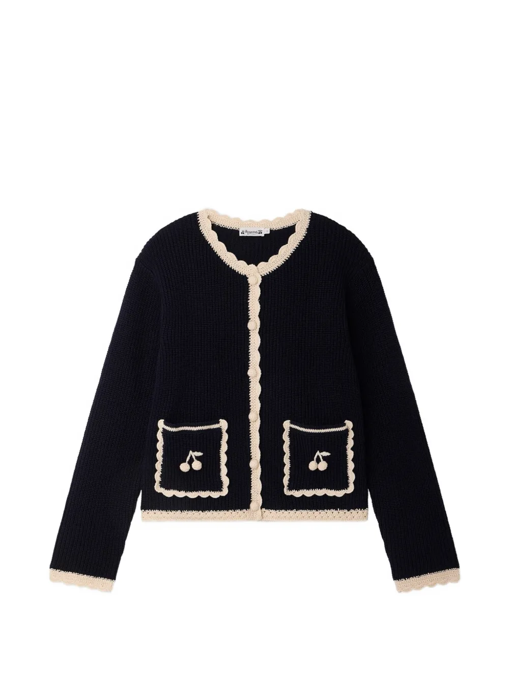 Bonpoint Marlys cherry-embroidered scalloped cardigan