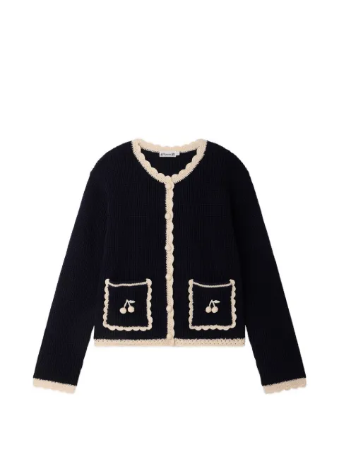 Bonpoint Marlys cherry-embroidered scalloped cardigan