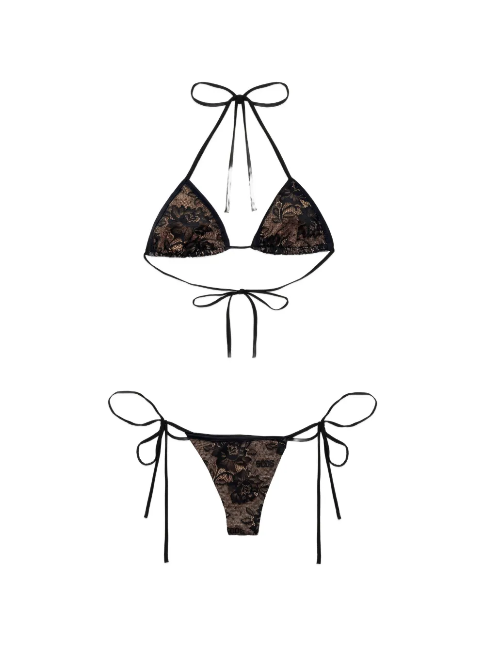 GCDS lace-trim triangle bikini - Noir GCDS lace-trim triangle bikini - Noir