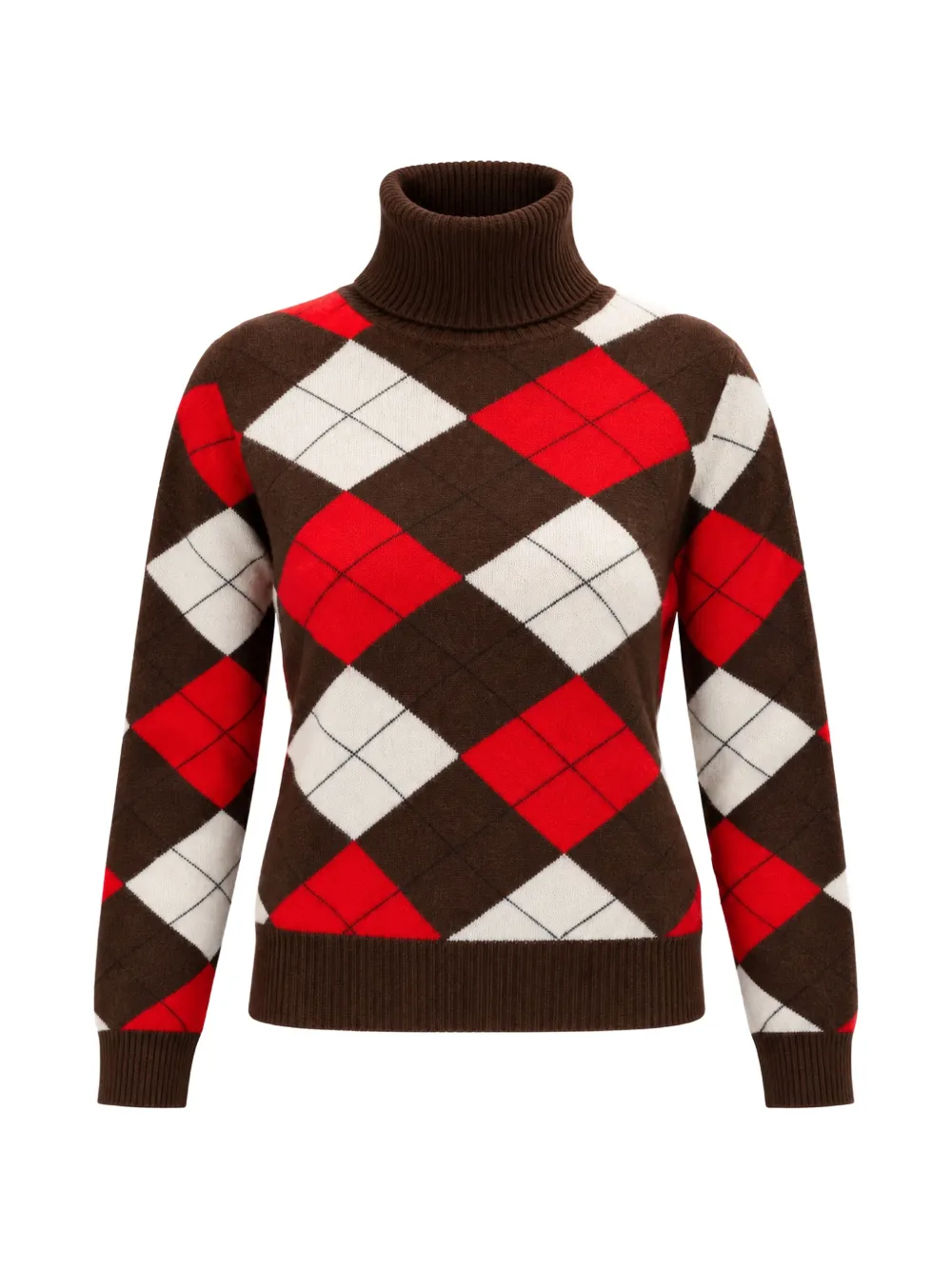 Marella argyle-intarsia roll-neck sweater - Marrone