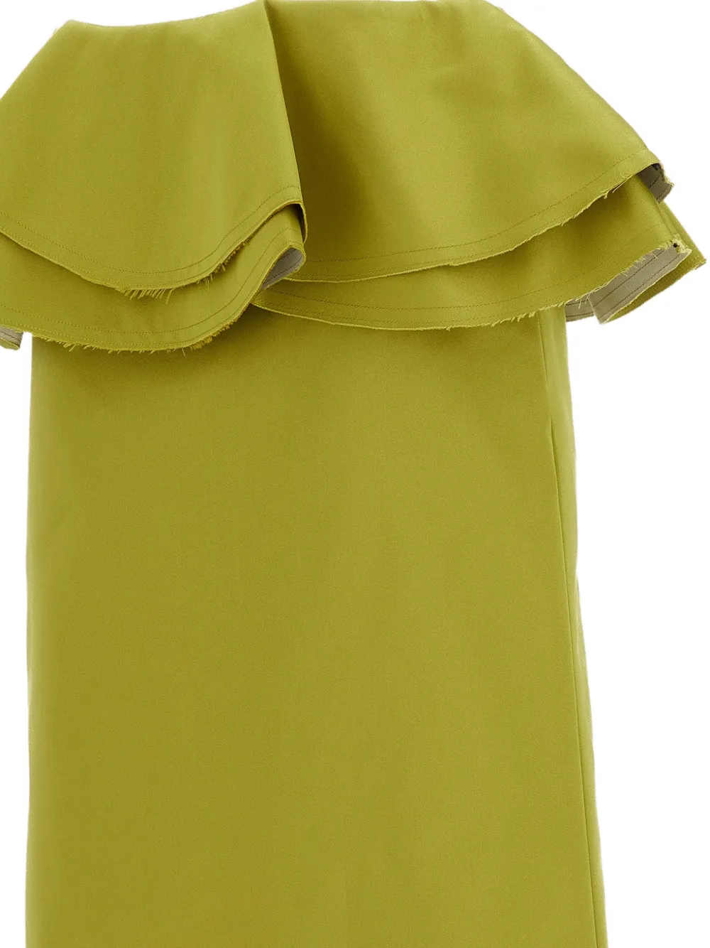 Plan C ruffled raw-cut midi skirt Groen