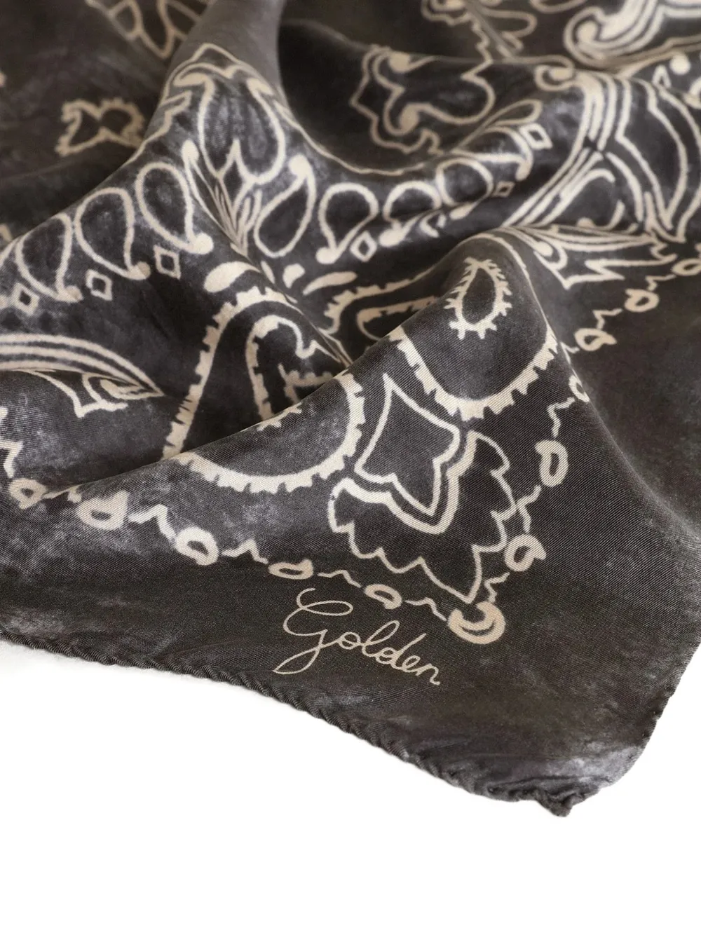 Golden Goose anthracite gray scarf with paisley print Grijs