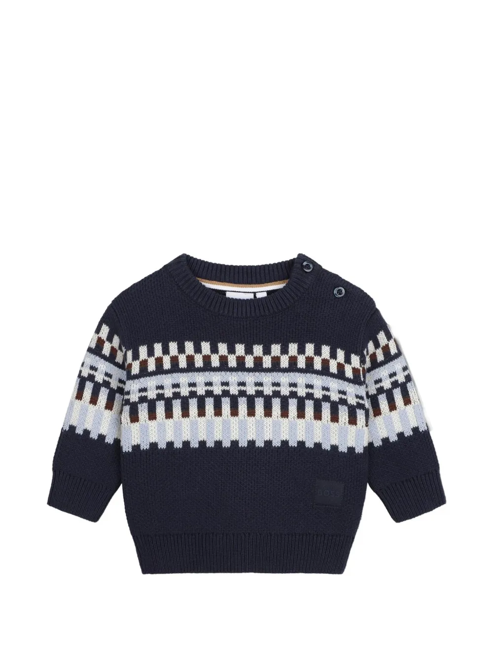 BOSS Kidswear Fair Isle button-fastening sweater - Blu