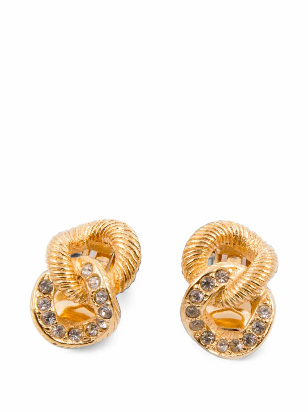 Christian Dior Pre-Owned 1990s strass-embellished clip-on earrings - Oro