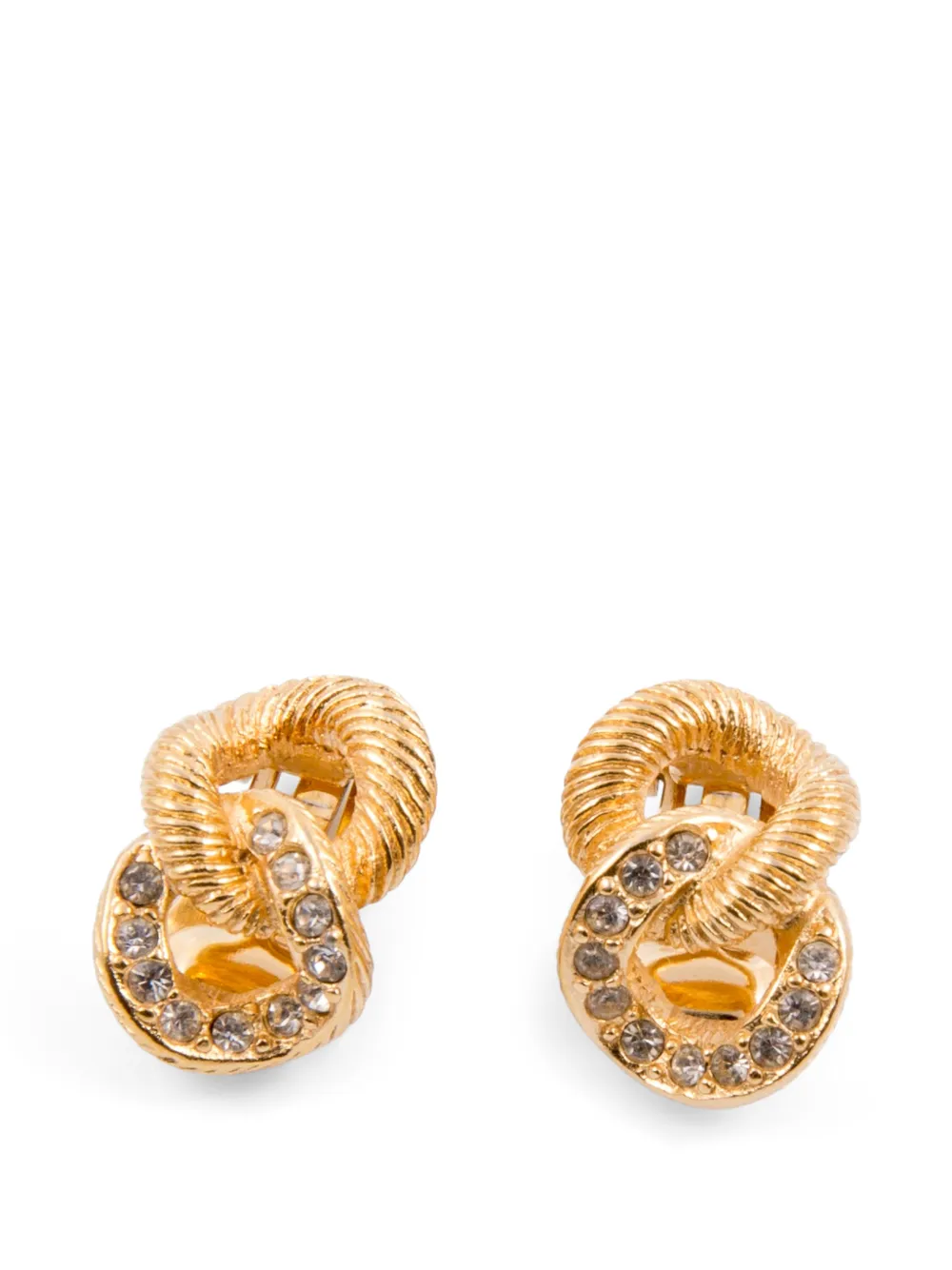 Christian Dior Pre-Owned 1990s strass-embellished clip-on earrings - Oro