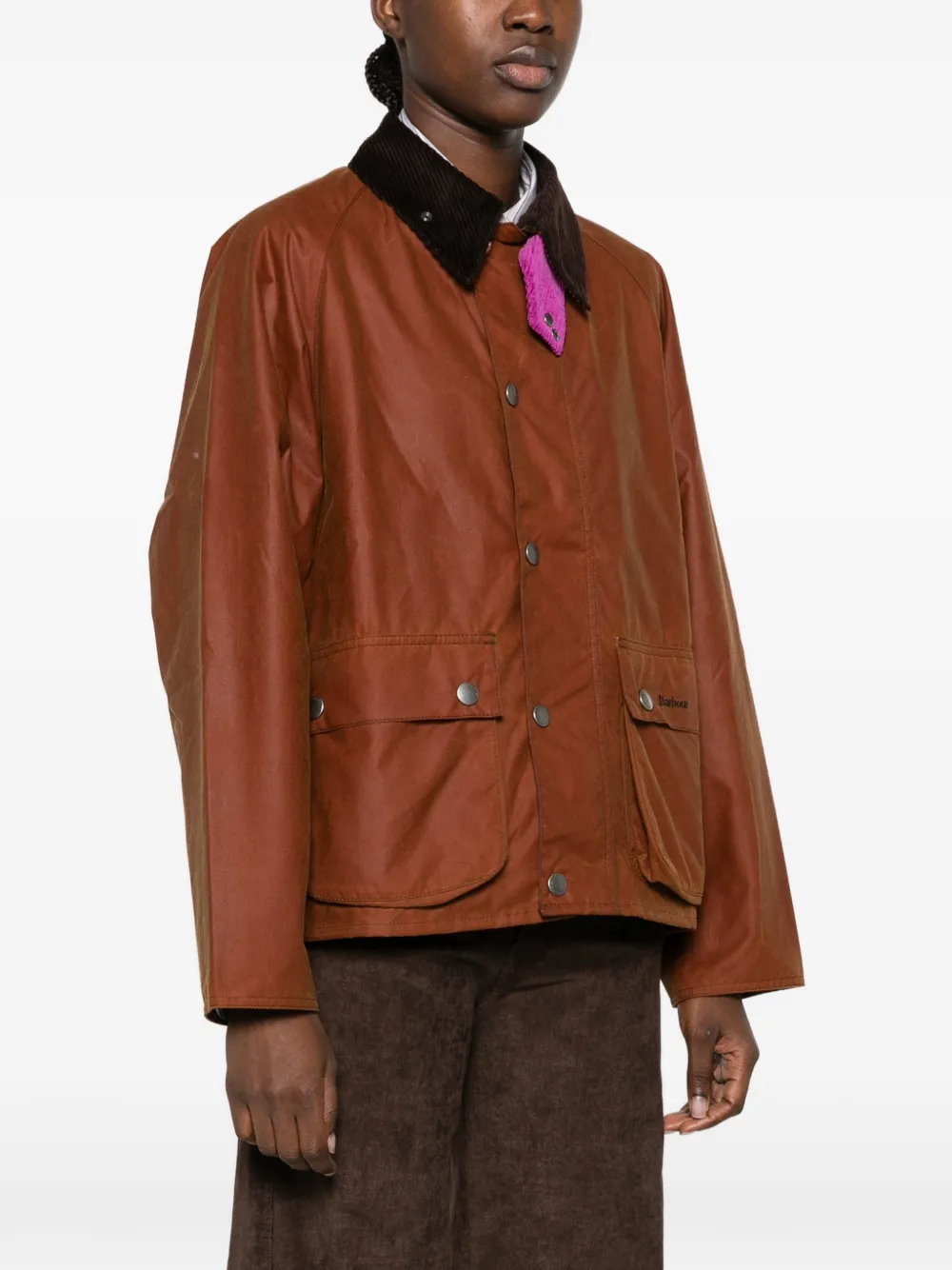 Barbour x Paul Smith corduroy-collar waxed jacket Bruin