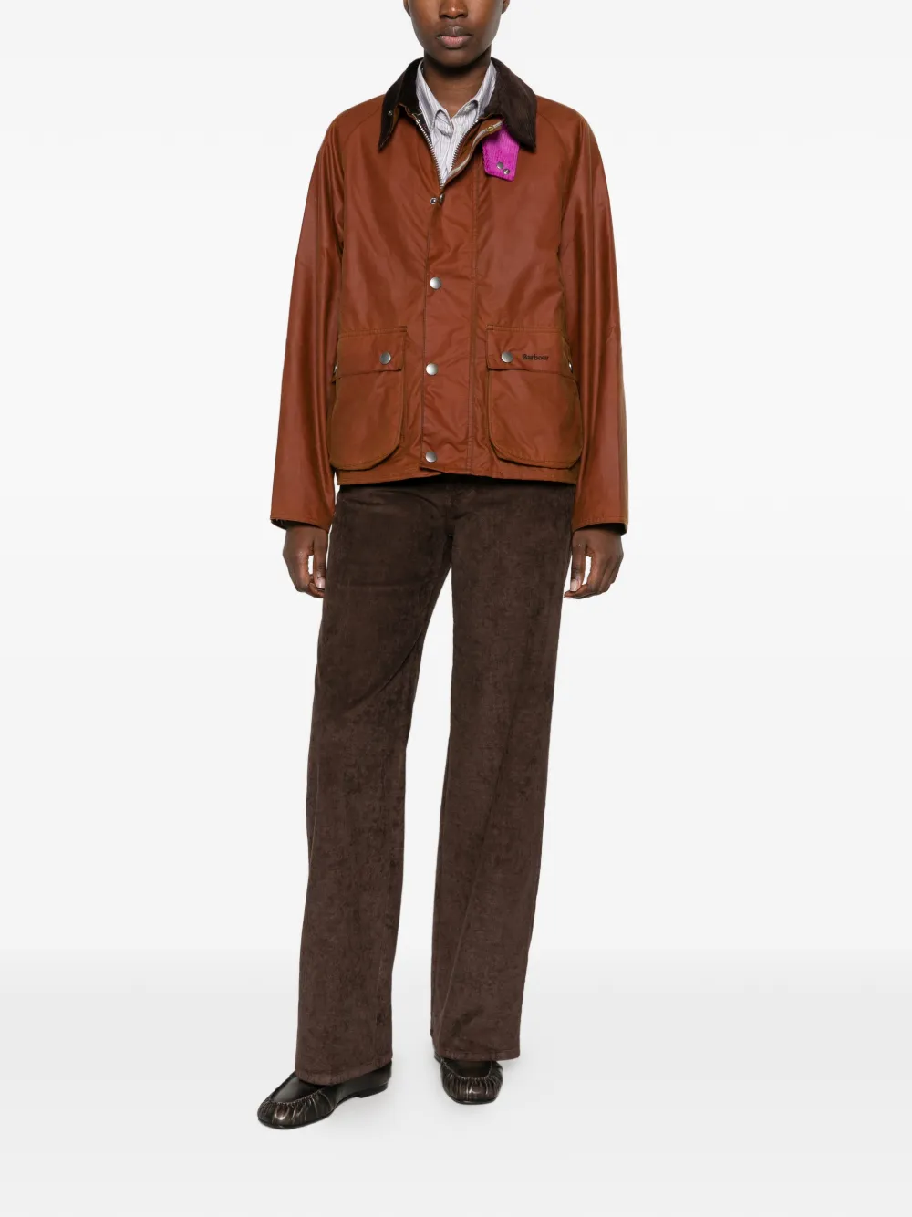 Barbour x Paul Smith corduroy-collar waxed jacket Bruin