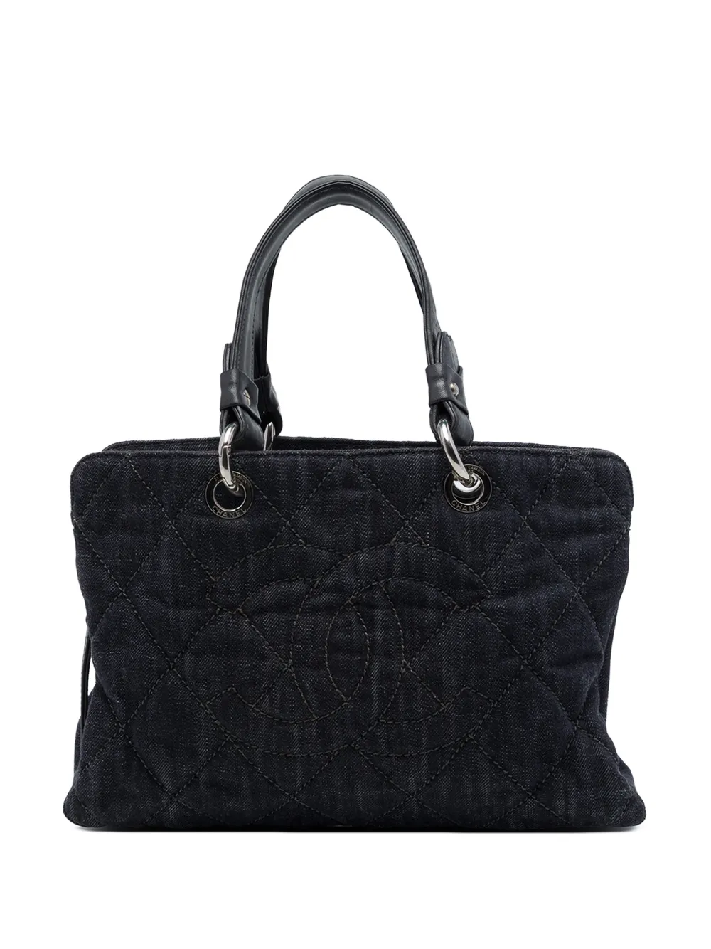 CHANEL Pre-Owned 2008-2009 CC Quilted Denim Timeless tote bag - Black