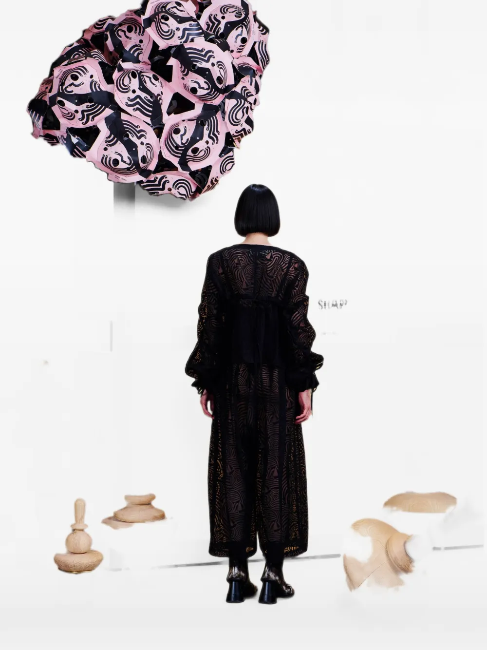 Henrik Vibskov Long Delivery maxi-dress met abstract patroon Zwart