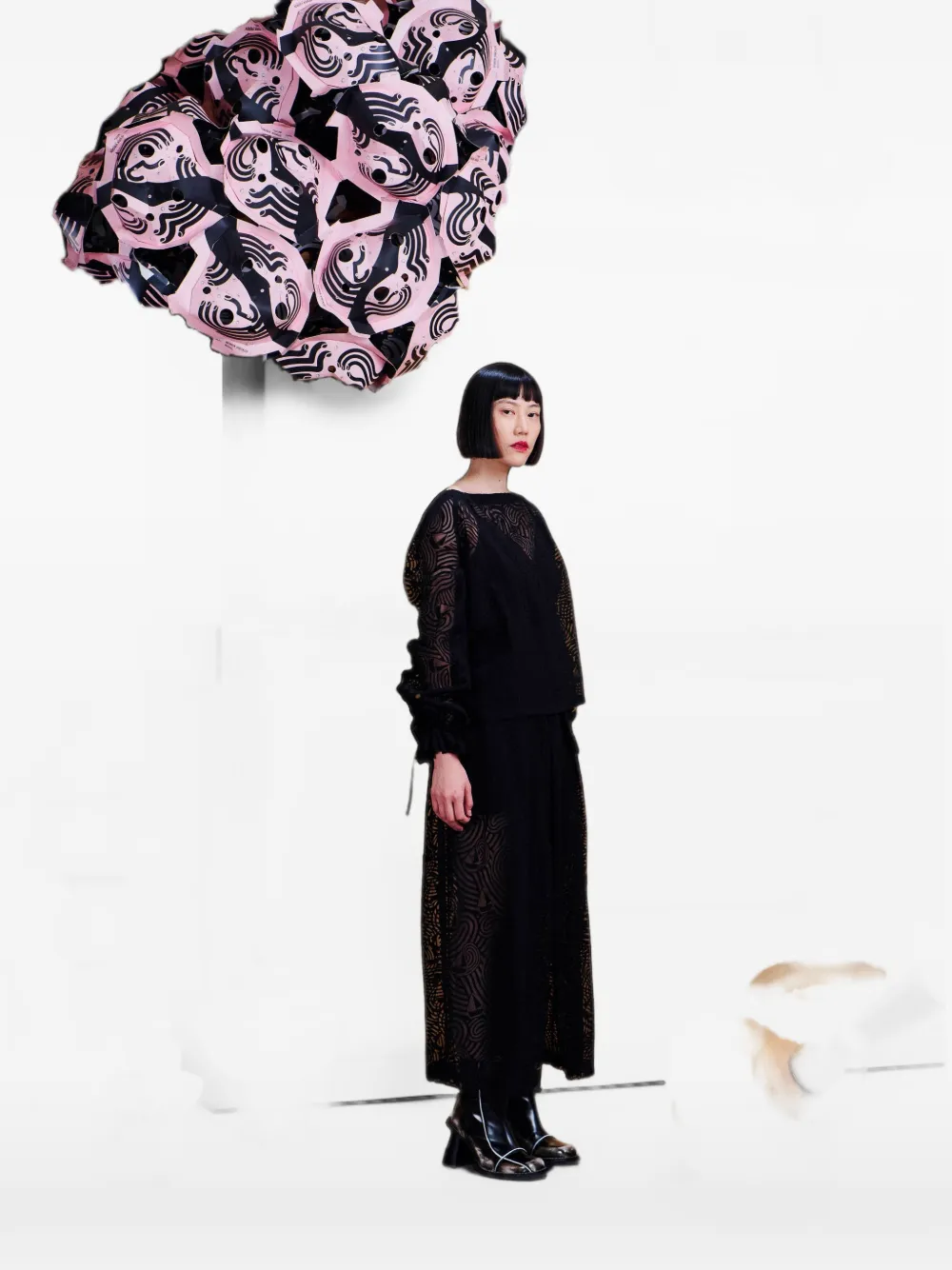 Henrik Vibskov Long Delivery maxi-dress met abstract patroon Zwart