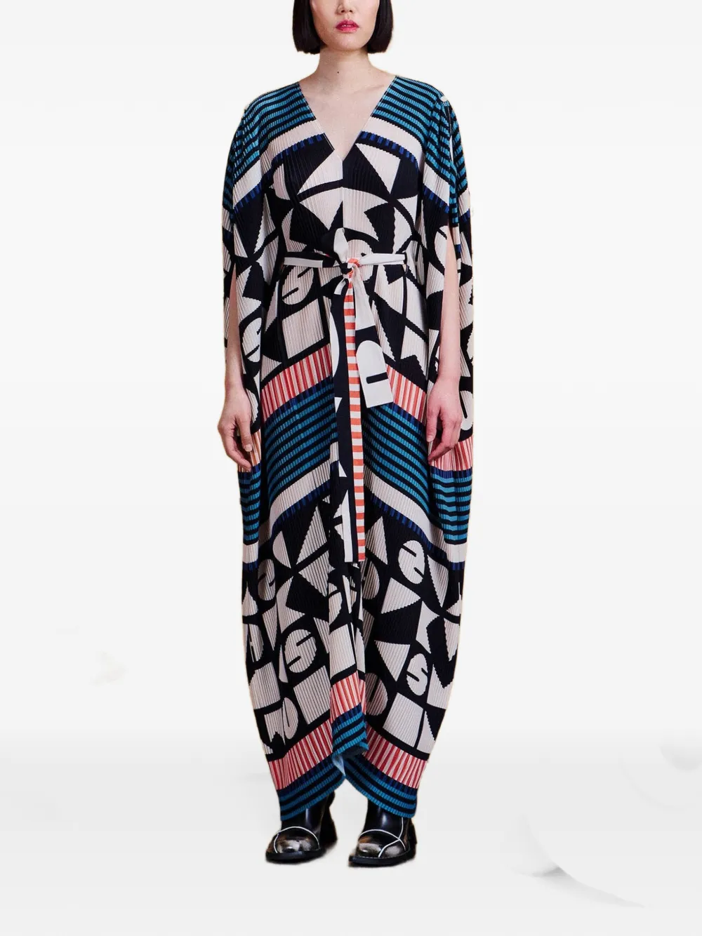 Henrik Vibskov Cherry Plisse maxi-dress met geometrisch patroon Zwart