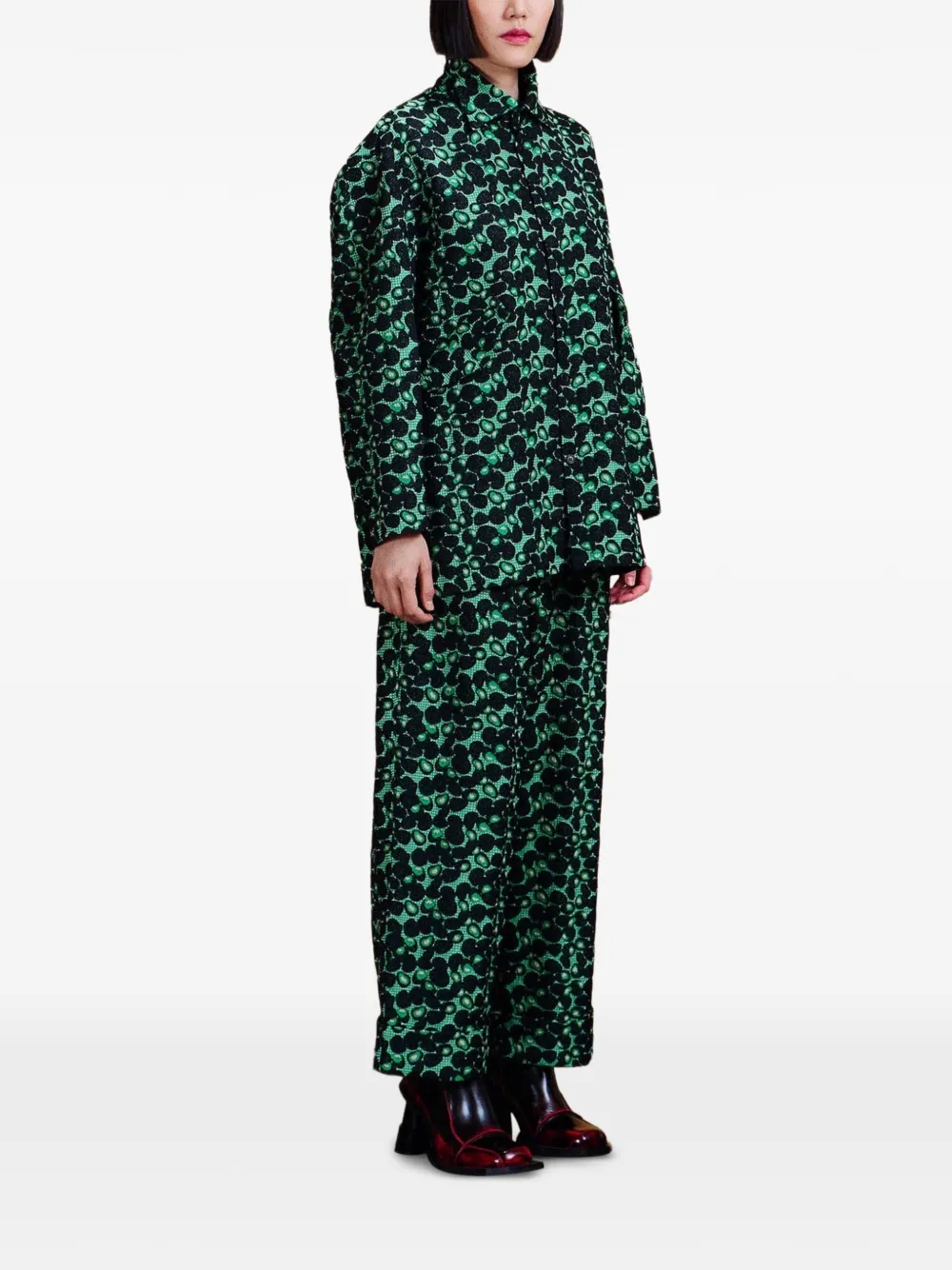 Henrik Vibskov Love You berry-pattern jacquard shirt Groen