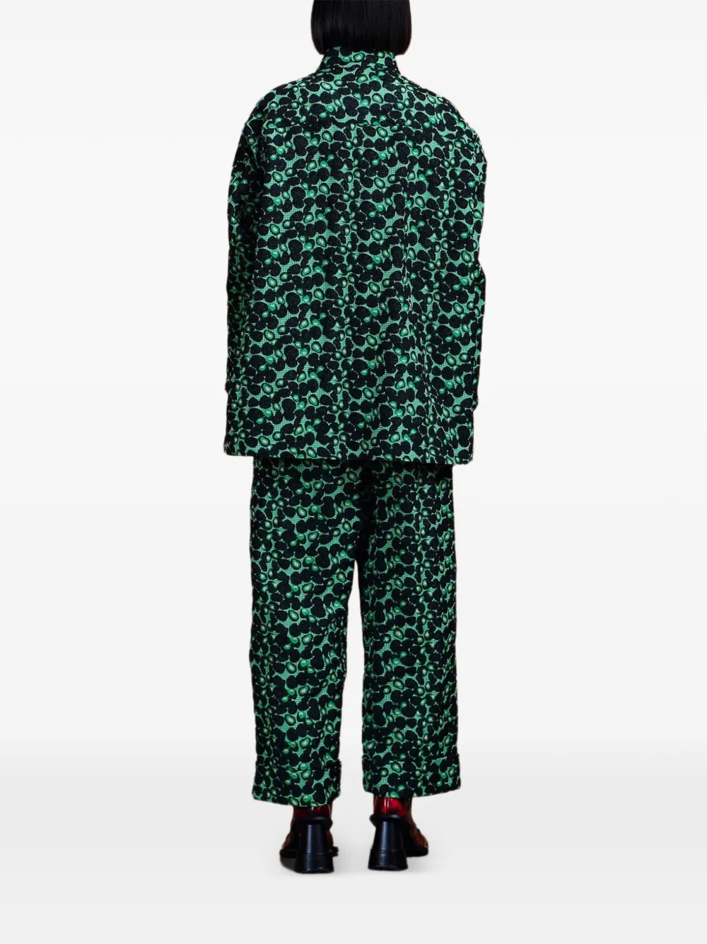 Henrik Vibskov Love You berry-pattern jacquard shirt Groen