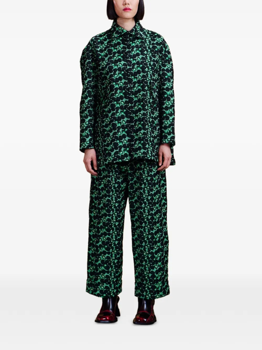Henrik Vibskov Love You berry-pattern jacquard shirt Groen