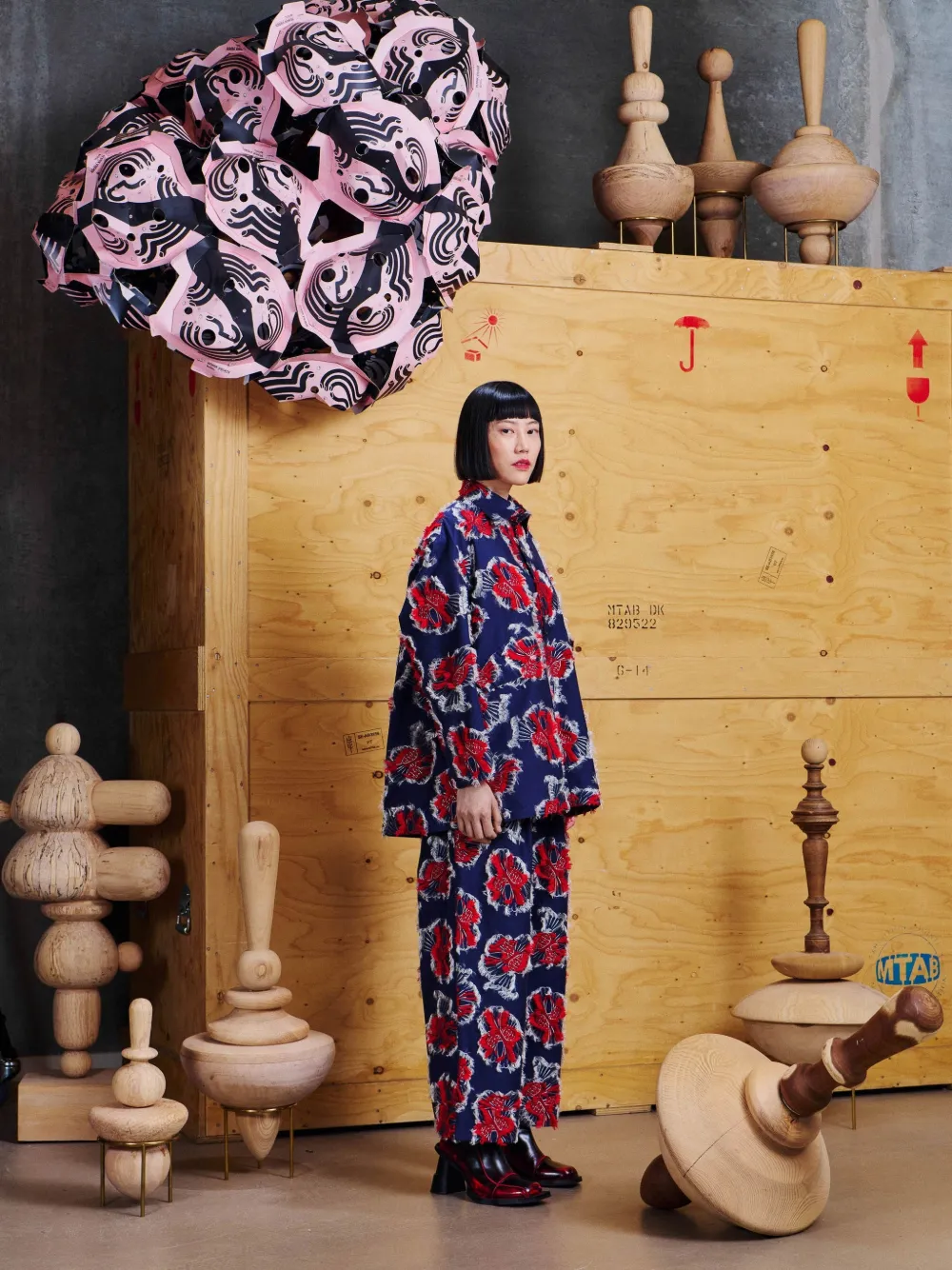 Henrik Vibskov Love You frayed bird-motif blouse Blauw