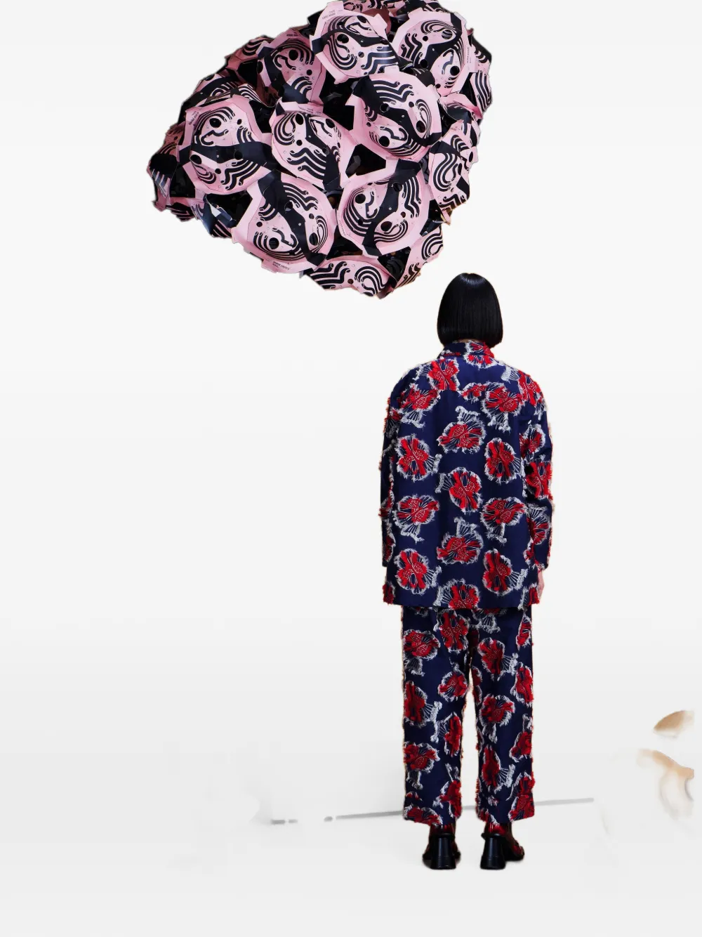 Henrik Vibskov Love You frayed bird-motif blouse Blauw