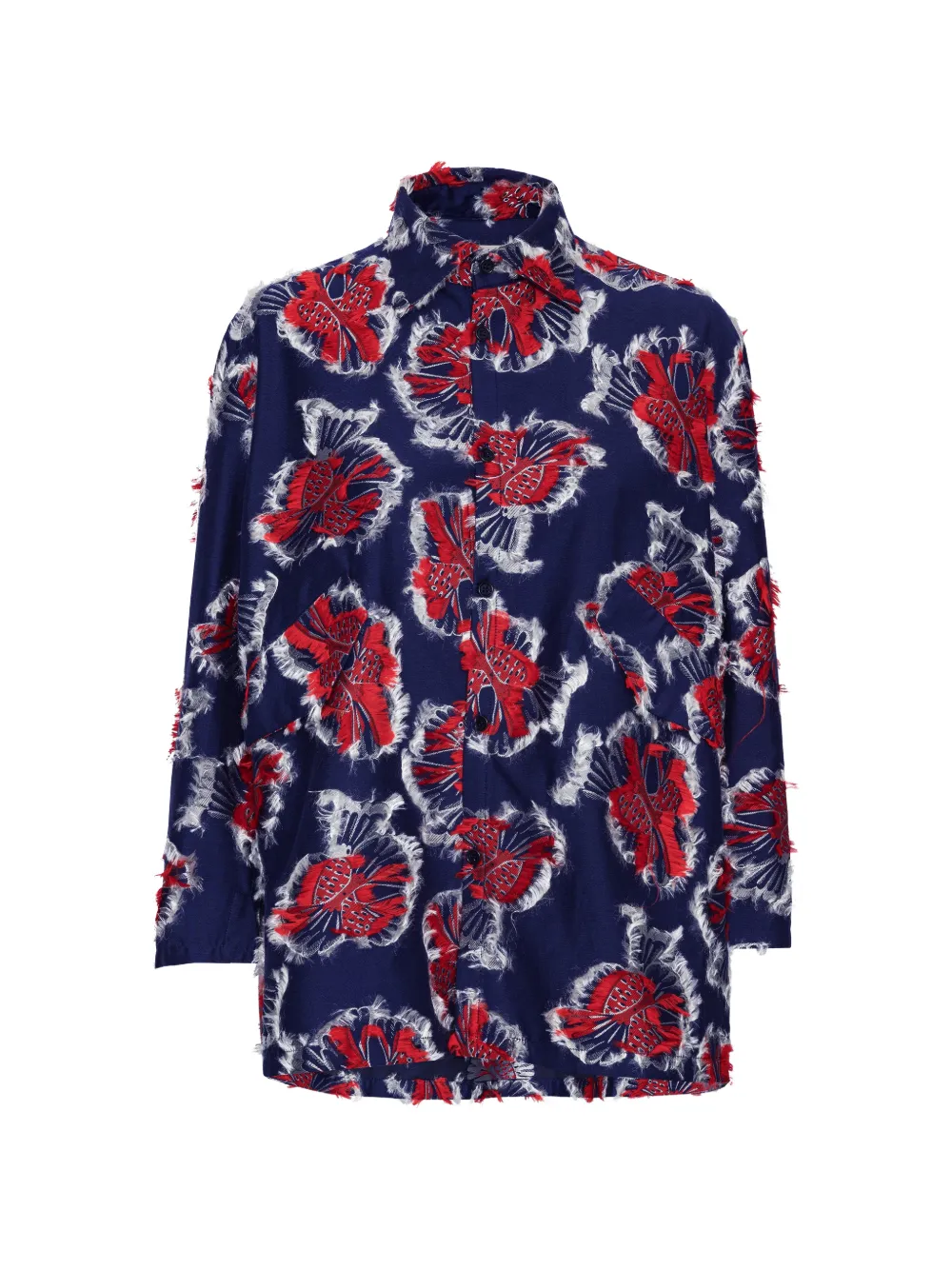 Henrik Vibskov Love You frayed bird-motif blouse Blauw