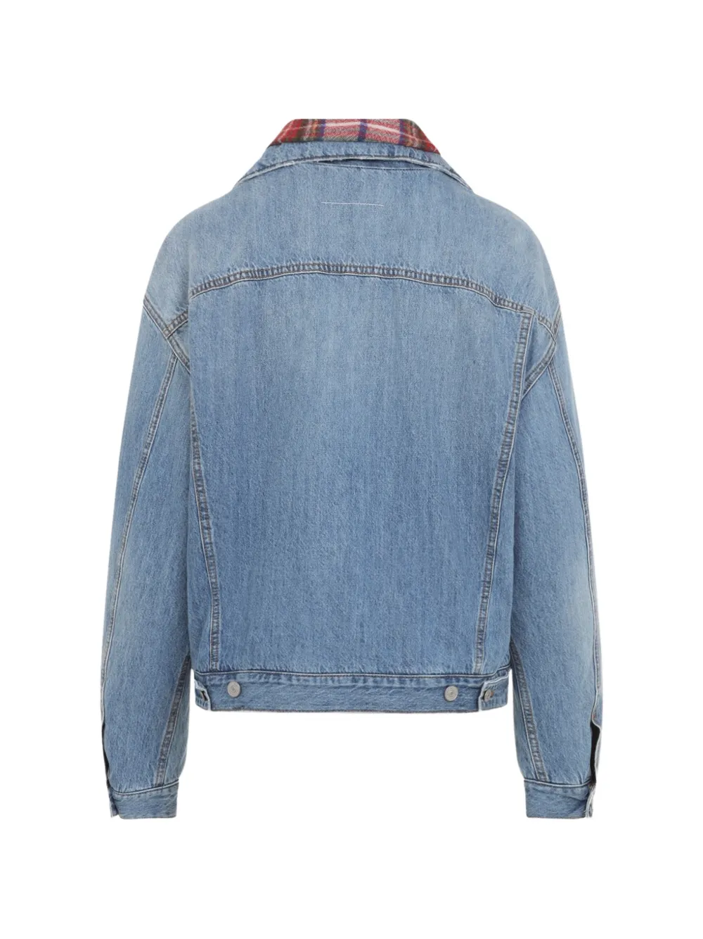 MM6 Maison Margiela plaid-collar denim jacket Blauw