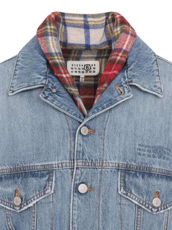 ジャケット・アウター MM6 Maison Margiela BoaCollar Denim Coat MM6 Maison Margiela plaid-collar Denim Jacket | ブルー | FARFETCH JP