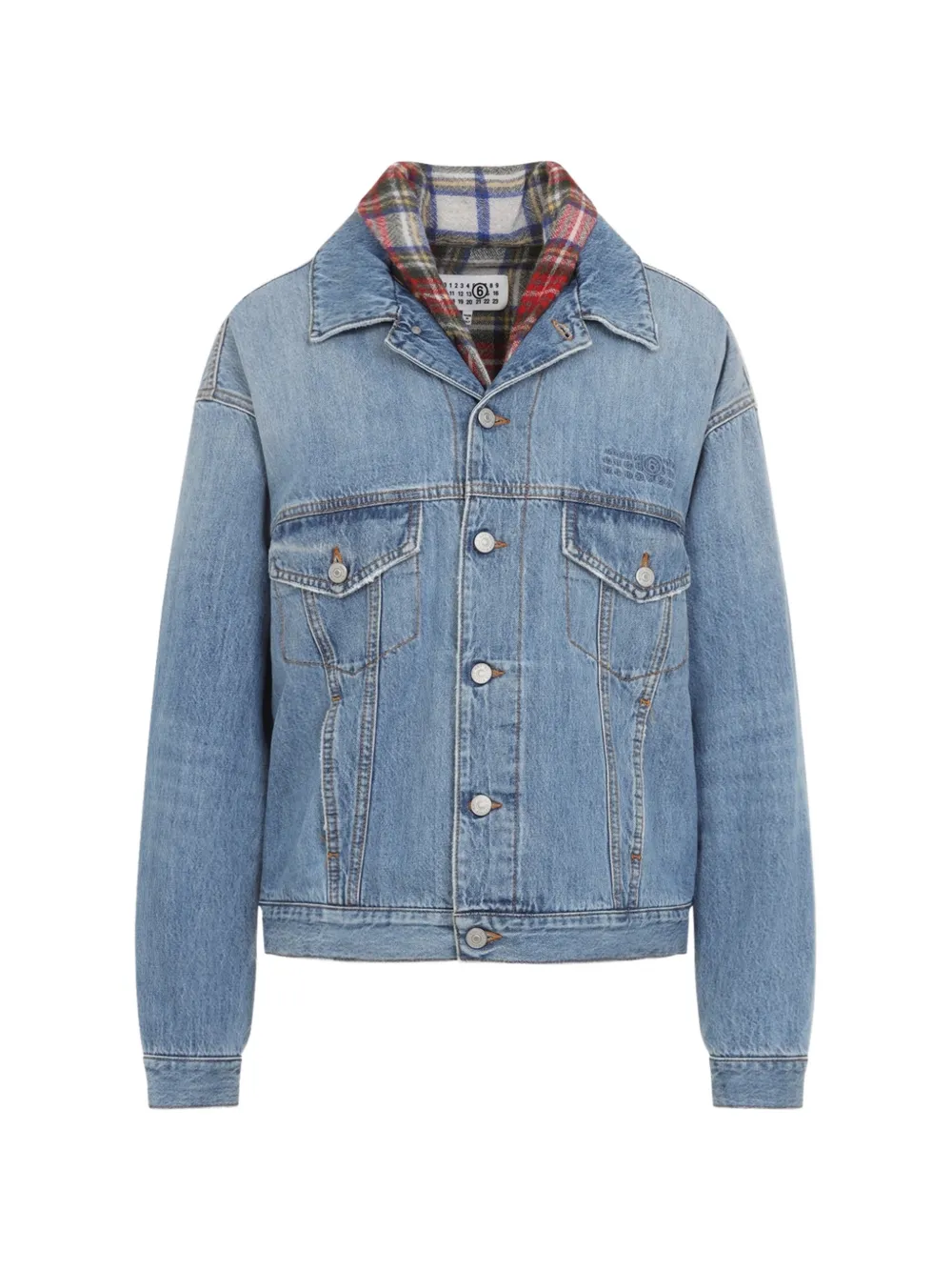 MM6 Maison Margiela plaid-collar denim jacket - Blu
