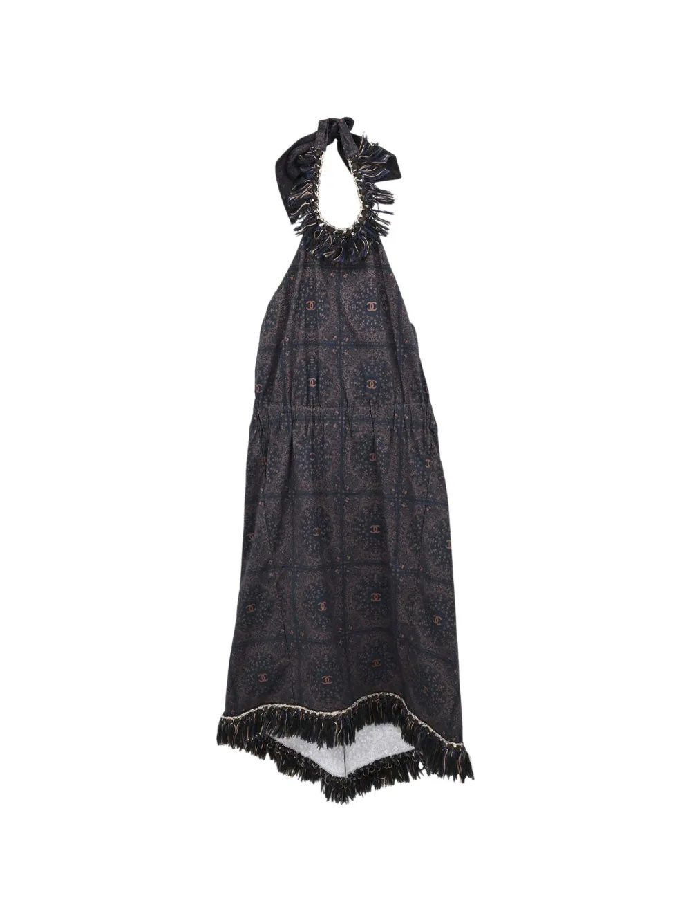 CHANEL Pre-Owned 2014 paisley-print halterneck mini dress - Blau