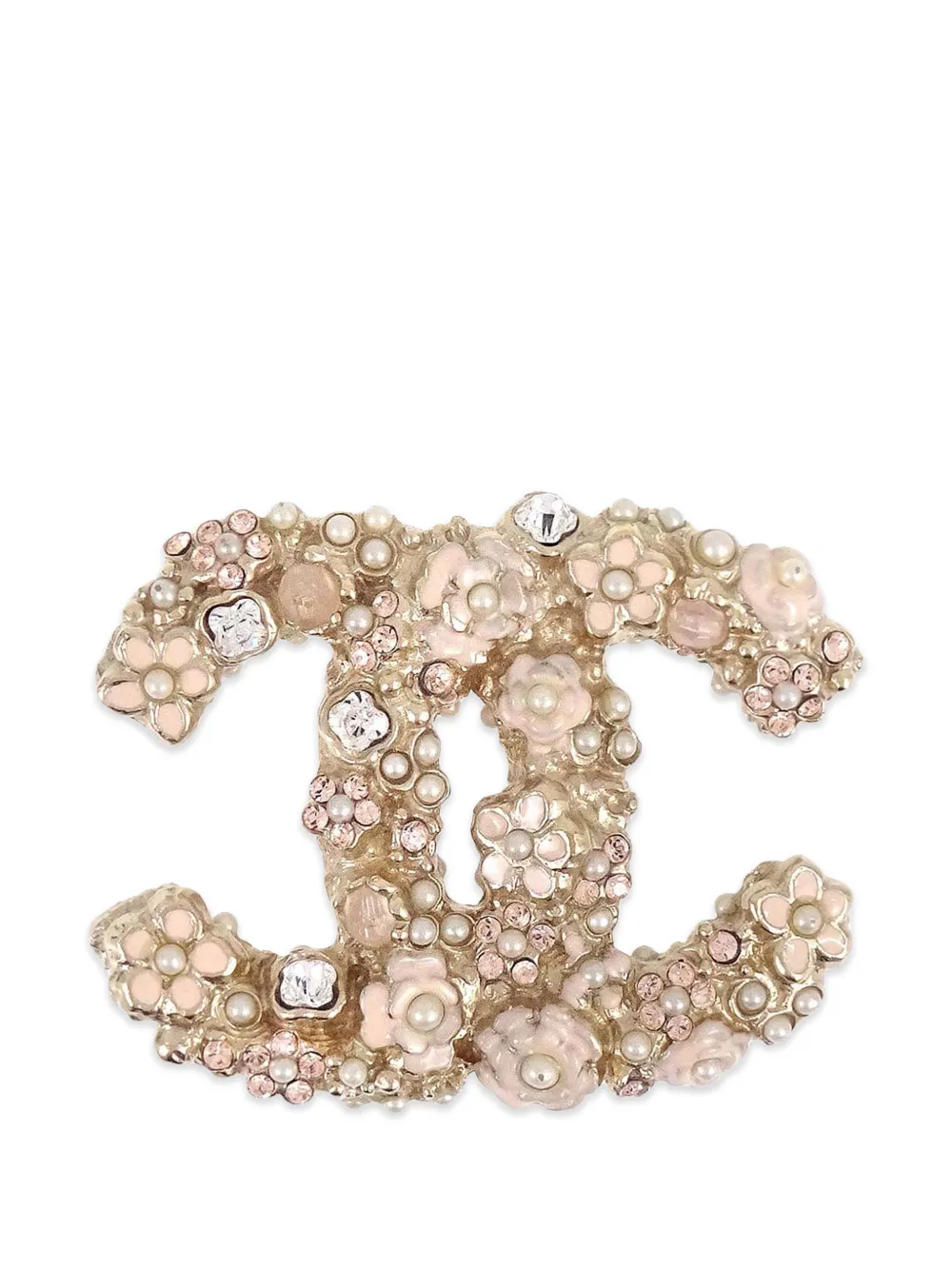 CHANEL Pre-Owned CC flower-motif brooch - Gold