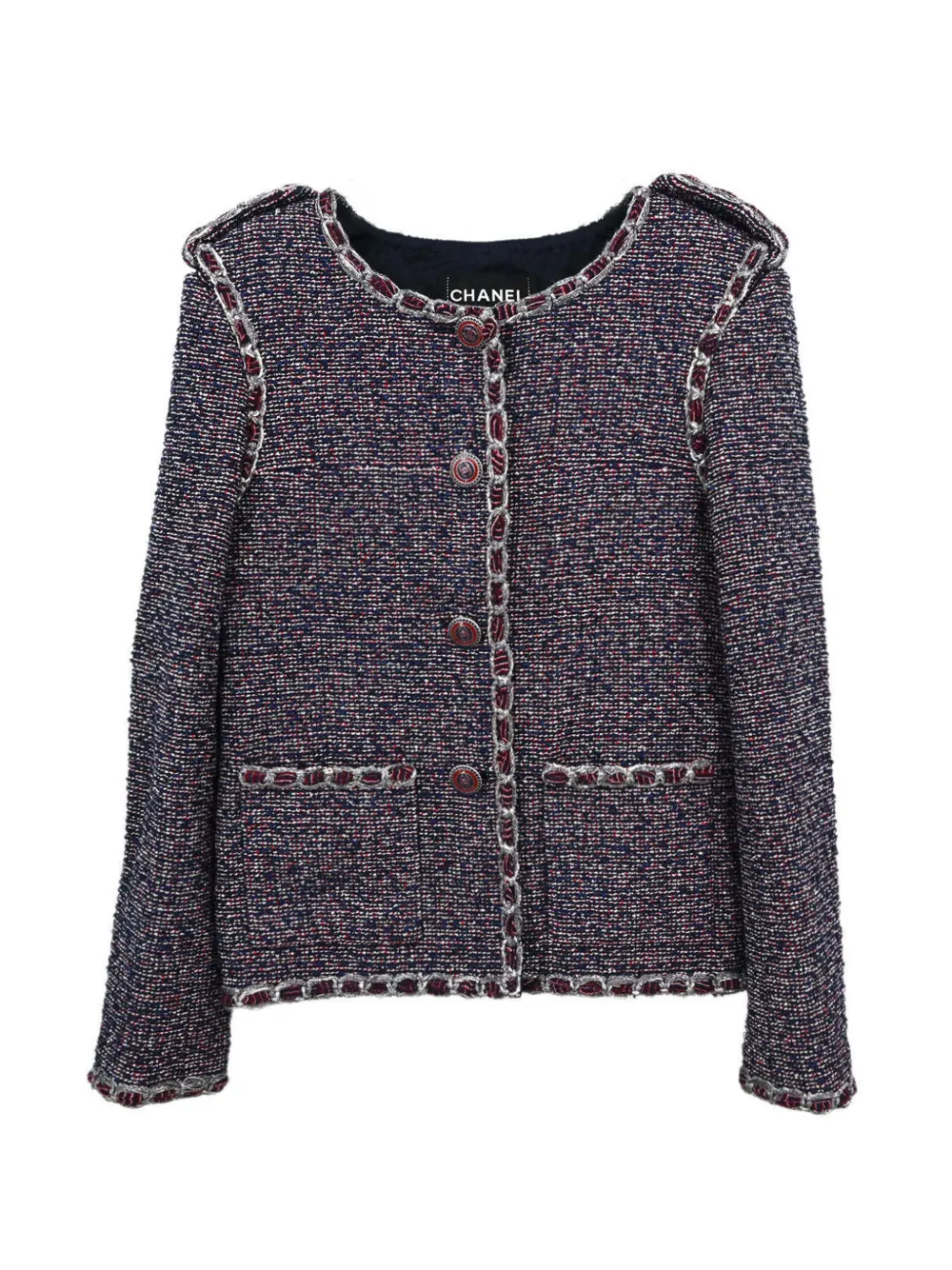 CHANEL Pre-Owned 2016 collarless tweed jacket - Blau