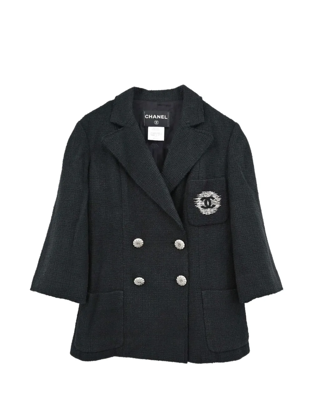 CHANEL Pre-Owned 2012 double-breasted tweed jacket - Schwarz
