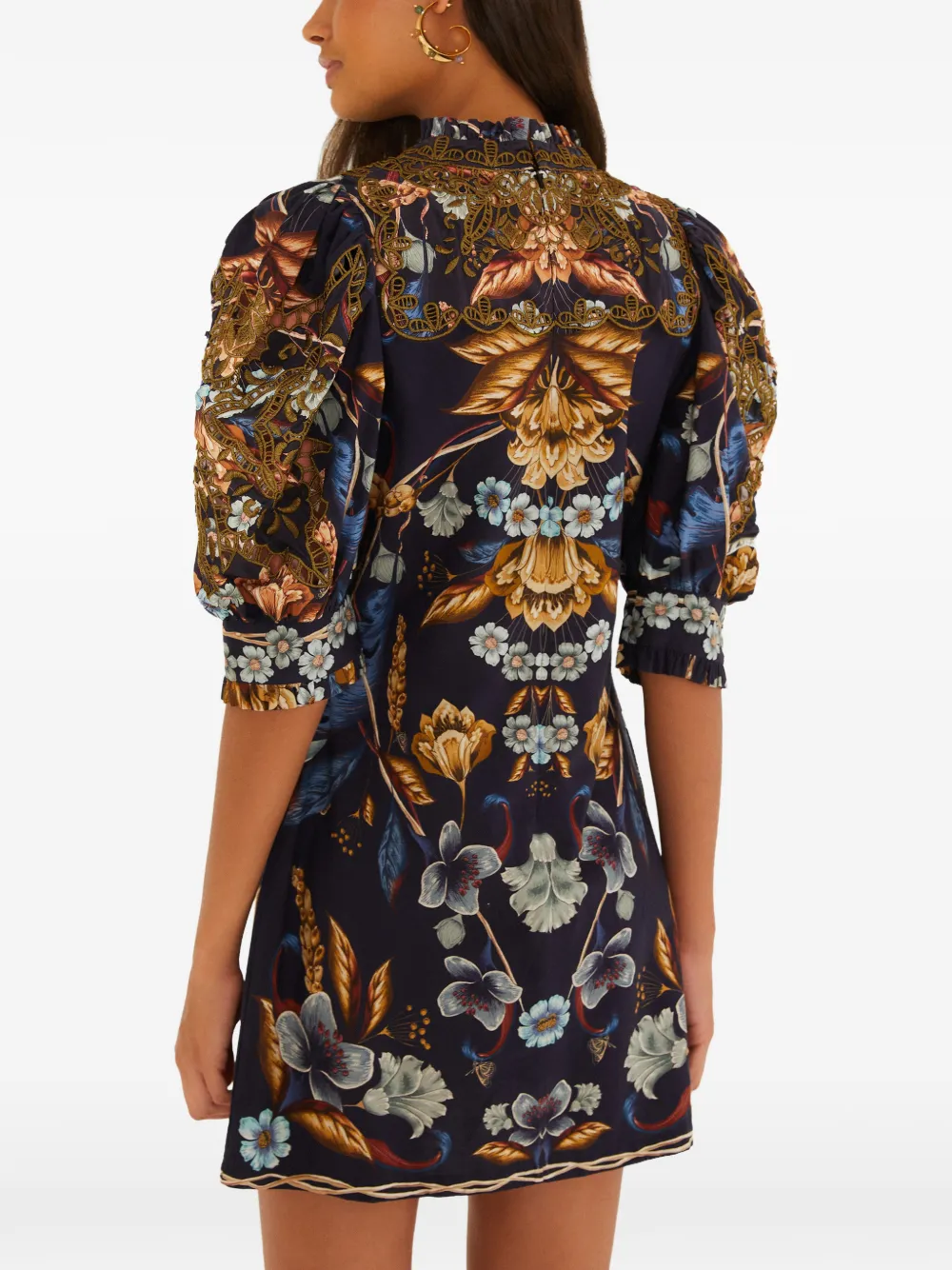 FARM Rio Golden Nature mini-jurk met borduurwerk Blauw