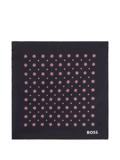 BOSS printed pocket square with logo