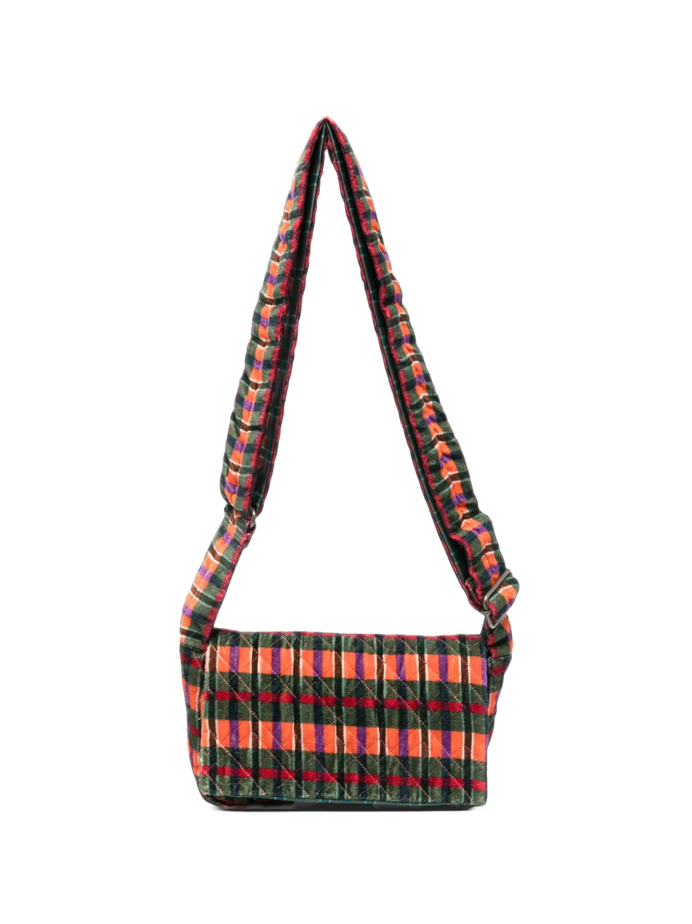Épice check-pattern quilted crossbody bag - Arancione